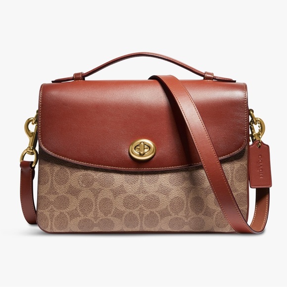 Coach Cassie Signature Tan Rust Messenger Crossbody Handbag - Picture 1 of 12